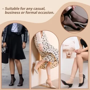 Stylish MANZI 12 Pairs Women's Ankle High Sheer Socks