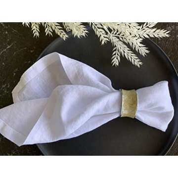Linen Napkins –100% French Flax – Stonewashed Pure Linen Cloth Napkins - Size 18 Inch x 18 Inch – Set of 4 (Pure White)