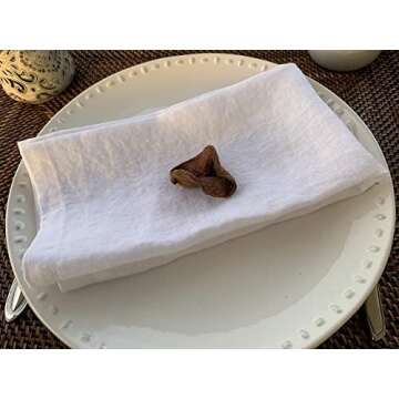 Linen Napkins –100% French Flax – Stonewashed Pure Linen Cloth Napkins - Size 18 Inch x 18 Inch – Set of 4 (Pure White)