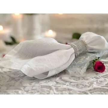 Linen Napkins –100% French Flax – Stonewashed Pure Linen Cloth Napkins - Size 18 Inch x 18 Inch – Set of 4 (Pure White)