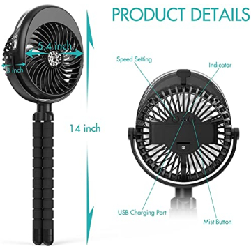 COMLIFE Misting Stroller Fan for Outdoors and More