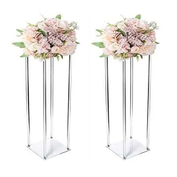 simprefine 2 Pack 32'' Tall 10'' Dia. Clear Floor Vase Wedding Decoration Table Centerpiece Crystal ...