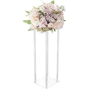 simprefine 2 Pack 32'' Tall 10'' Dia. Clear Floor Vase Wedding Decoration Table Centerpiece Crystal Acrylic Flower Stand Floral Display Rack Backdrop Column for Event Décor