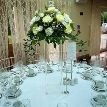 simprefine 2 Pack 32'' Tall 10'' Dia. Clear Floor Vase Wedding Decoration Table Centerpiece Crystal Acrylic Flower Stand Floral Display Rack Backdrop Column for Event Décor