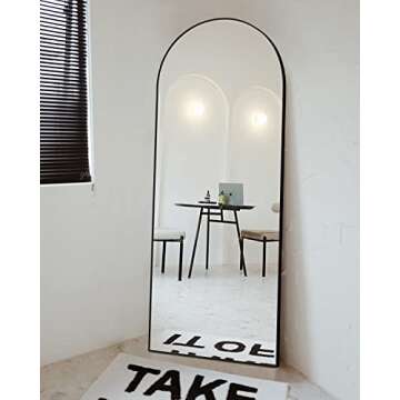 ITSRG Floor Mirror, Full Length Mirror with Stand, Arched Wall Mirror, 18"x58" Mirror Full Length, Black Floor Mirror Freestanding, Black