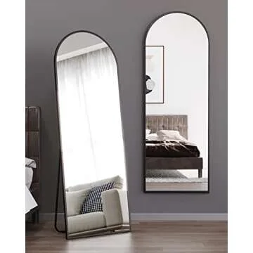 ITSRG Floor Mirror, Full Length Mirror with Stand, Arched Wall Mirror, 18"x58" Mirror Full Length, Black Floor Mirror Freestanding, Black