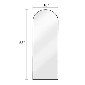 ITSRG Floor Mirror, Full Length Mirror with Stand, Arched Wall Mirror, 18"x58" Mirror Full Length, Black Floor Mirror Freestanding, Black