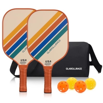 Pickleball Paddles Set of 2 - USAPA Approved, Fiberglass & Honeycomb Core, Includes 4 Balls & Bag
