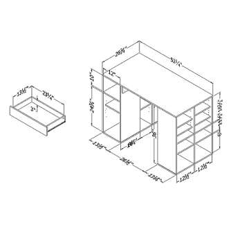 South Shore Crea Counter-Height Craft Table with Scratchproof Surface and Interchangeable Modules - 4 baskets included, Pure White