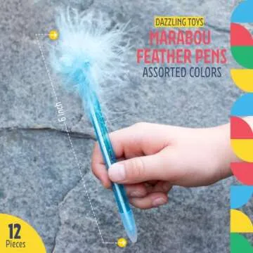 Shop Dazzling Toys Cute Feather Pen Set – 12 Multicolor Quills