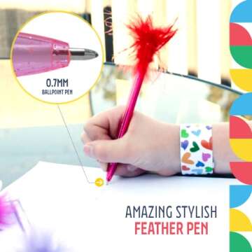 Shop Dazzling Toys Cute Feather Pen Set – 12 Multicolor Quills