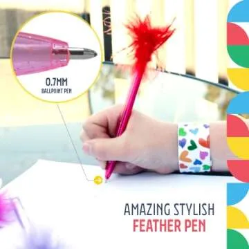 Shop Dazzling Toys Cute Feather Pen Set – 12 Multicolor Quills