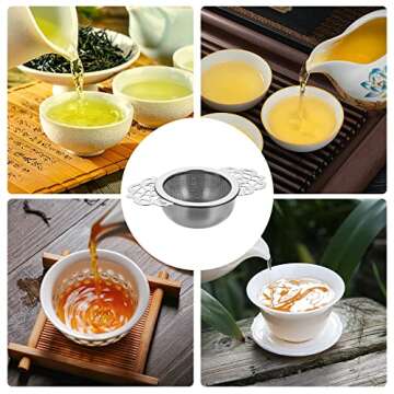Elegant Stainless Steel Tea Strainers with Bowl - 2 Pack