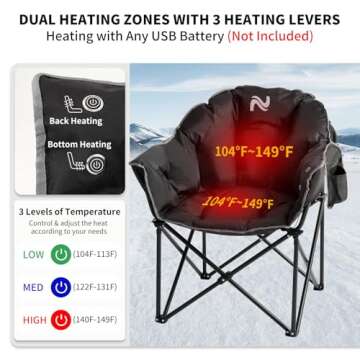 NAIZEA Heated Lounge Chair, Patio Moon Saucer Sports Chair with 3 Heat Levels