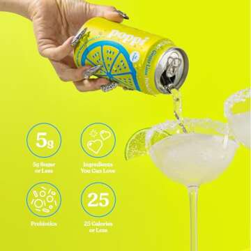 Poppi Sparkling Prebiotic Soda Beverage with Apple Cider Vinegar, Seltzer Water and Fruit Juice, Ginger Lime Flavor, 12 oz, Pack of 12, Packaging May Vary