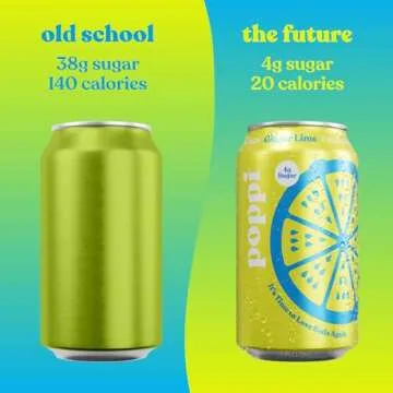 Poppi Sparkling Prebiotic Soda Beverage with Apple Cider Vinegar, Seltzer Water and Fruit Juice, Ginger Lime Flavor, 12 oz, Pack of 12, Packaging May Vary