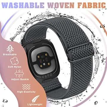 Bcuckood Fitbit Versa 4 Bands 5 Pack Elastic Nylon Straps
