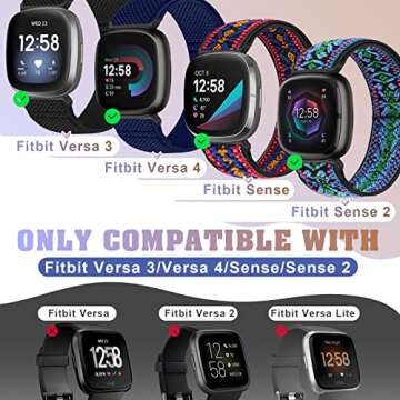 Bcuckood Fitbit Versa 4 Bands 5 Pack Elastic Nylon Straps