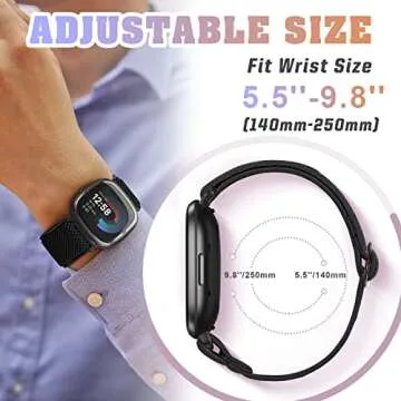 Bcuckood Fitbit Versa 4 Bands 5 Pack Elastic Nylon Straps