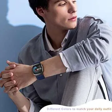 Bcuckood Fitbit Versa 4 Bands 5 Pack Elastic Nylon Straps