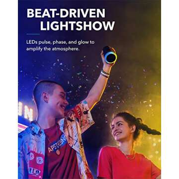 Soundcore by Anker Upgraded Flare Mini Bluetooth Speaker, Outdoor Bluetooth Speaker, IPX7 Waterproof for Outdoor Parties, LED Light Show with 360° Sound and BassUp Technology, App