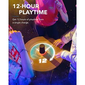 Soundcore by Anker Upgraded Flare Mini Bluetooth Speaker, Outdoor Bluetooth Speaker, IPX7 Waterproof for Outdoor Parties, LED Light Show with 360° Sound and BassUp Technology, App