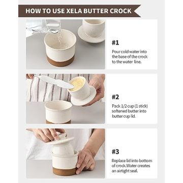 XELA Ceramic Butter Crock for Fresh, Spreadable Butter