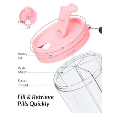ZIKEE Large Pill Bottle Organizer with Anti-Mixing & Wide Openings Design, Pill Dispenser Holds Monthly Vitamins, Travel-Friendly Supplement Organizer Easy to Fill & Retrieve with a Handle, 20 Labels