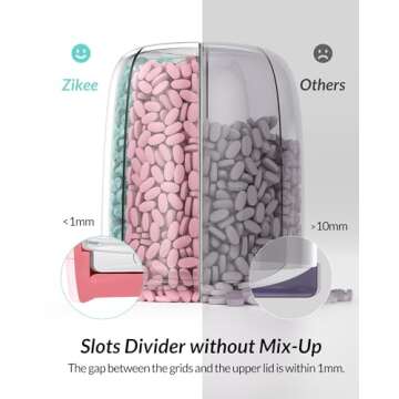 ZIKEE Large Pill Bottle Organizer with Anti-Mixing & Wide Openings Design, Pill Dispenser Holds Monthly Vitamins, Travel-Friendly Supplement Organizer Easy to Fill & Retrieve with a Handle, 20 Labels