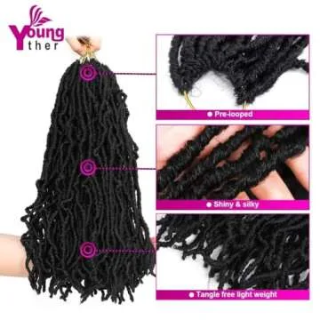 Youngther 24 Inch New Faux Locs Crochet Hair 6Pscks 84 stands Extensible New Goddess Soft Locs Crochet Hair Pre Looped Synthetic Crochet Braiding Hair for Black Women(24inch,6packs,1B)