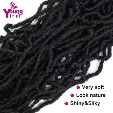 Youngther 24 Inch New Faux Locs Crochet Hair 6Pscks 84 stands Extensible New Goddess Soft Locs Crochet Hair Pre Looped Synthetic Crochet Braiding Hair for Black Women(24inch,6packs,1B)