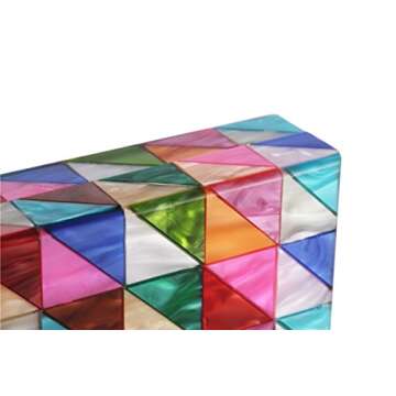 Runhetian Acrylic Clutch Purse Perspex Box Handbags for Women Colorful Geometry Desiger