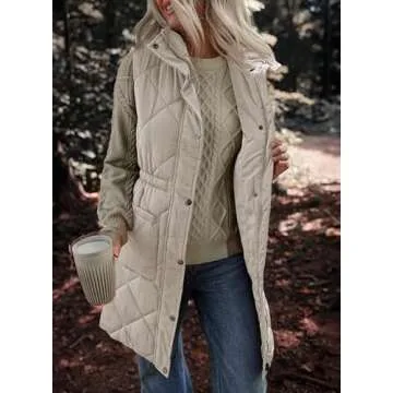 Dokotoo Womens Gray Puffer Vest Warm Casual Zip Quilted Vest Sleeveless Outerwear Jacket Winter Coat...