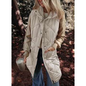 Dokotoo Womens Gray Puffer Vest Warm Casual Zip Quilted Vest Sleeveless Outerwear Jacket Winter Coats for Women Quilted Vest with Pockets 2025 Fashion Large