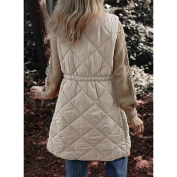 Dokotoo Womens Gray Puffer Vest Warm Casual Zip Quilted Vest Sleeveless Outerwear Jacket Winter Coats for Women Quilted Vest with Pockets 2025 Fashion Large