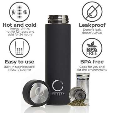 Pure Zen Tea Thermos: Hot & Cold Infusions 15oz