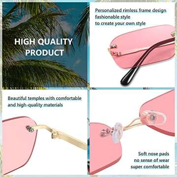 Stylish FEISEDY Rimless Sunglasses for Men and Women