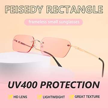 Stylish FEISEDY Rimless Sunglasses for Men and Women