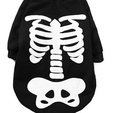 Coomour Halloween Pet Dog Cat Skull Hoodies Glowing Skeleton Bones Costume Outfit for Dogs Cats (M)