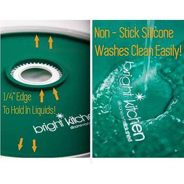 2 Fruit Leather Silicone Dehydrator Sheets with EDGES - NON-Toxic for Nesco Round Dehydrators Lip Mold Hold Batter Liquid Fruit Roll Up Fruit Leather Circle ReUsable Flexible Non Stic (2 Edge)