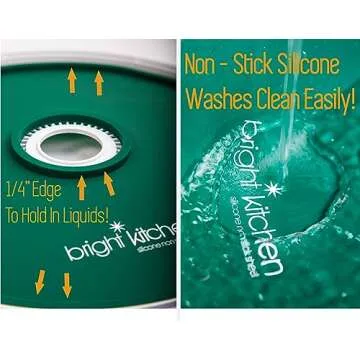 2 Fruit Leather Silicone Dehydrator Sheets with EDGES - NON-Toxic for Nesco Round Dehydrators Lip Mold Hold Batter Liquid Fruit Roll Up Fruit Leather Circle ReUsable Flexible Non Stic (2 Edge)