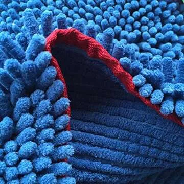 Dry Ultra Absorbent Microfiber Chenille Shammy Dog Towel with Hand Pockets Blue One Size 31 x 13 inch