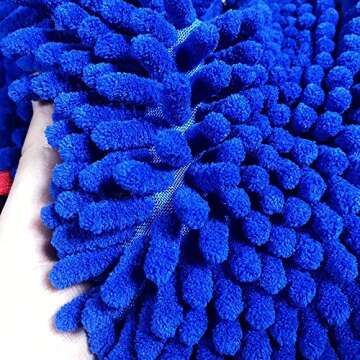 Dry Ultra Absorbent Microfiber Chenille Shammy Dog Towel with Hand Pockets Blue One Size 31 x 13 inch