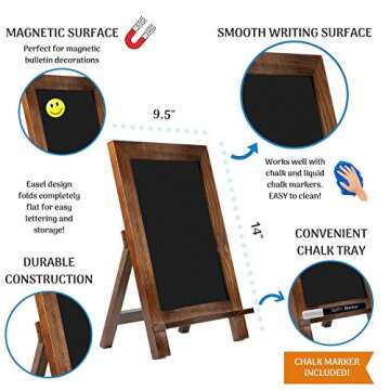 ChalkPro Wooden Framed Standing Chalkboard Sign (Rustic Brown) + Includes White Chalk Marker | Magnetic Non-Porous Memo Board | Décor for Kitchen, Home, Bar, Countertop, Wedding, Café, and Restaurant