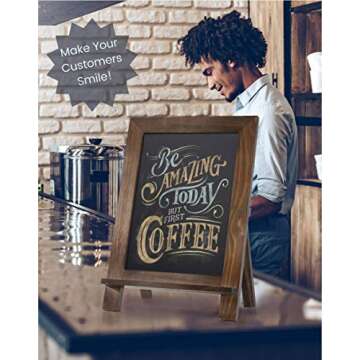 ChalkPro Wooden Framed Standing Chalkboard Sign (Rustic Brown) + Includes White Chalk Marker | Magnetic Non-Porous Memo Board | Décor for Kitchen, Home, Bar, Countertop, Wedding, Café, and Restaurant