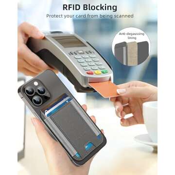 HiWe for MagSafe Wallet, Strongest Magnetic Wallet for iPhone 16/15/14/13/12 Series, 7 Cards Holder, Magnetic Phone Wallet, Leather Minimalist Slim RFID Wallet, 1 Slot, Grey