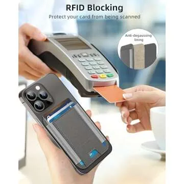 HiWe for MagSafe Wallet, Strongest Magnetic Wallet for iPhone 16/15/14/13/12 Series, 7 Cards Holder, Magnetic Phone Wallet, Leather Minimalist Slim RFID Wallet, 1 Slot, Grey