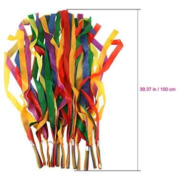 ORZIZRO Rainbow Dance Ribbons, 12PCS Rhythm Ribbon Streamers for Kids Children Adults - Bright & Multi-Colored