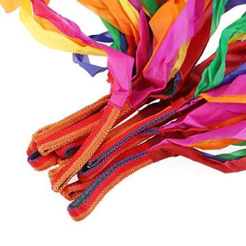ORZIZRO Rainbow Dance Ribbons, 12PCS Rhythm Ribbon Streamers for Kids Children Adults - Bright & Multi-Colored