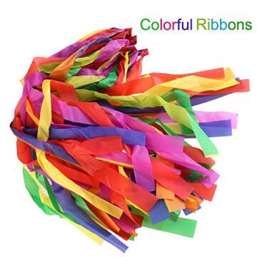 ORZIZRO Rainbow Dance Ribbons, 12PCS Rhythm Ribbon Streamers for Kids Children Adults - Bright & Multi-Colored